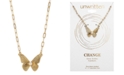 Unwritten Crystal Butterfly Pendant Necklace in Gold-Flash, 16" + 2" extender
